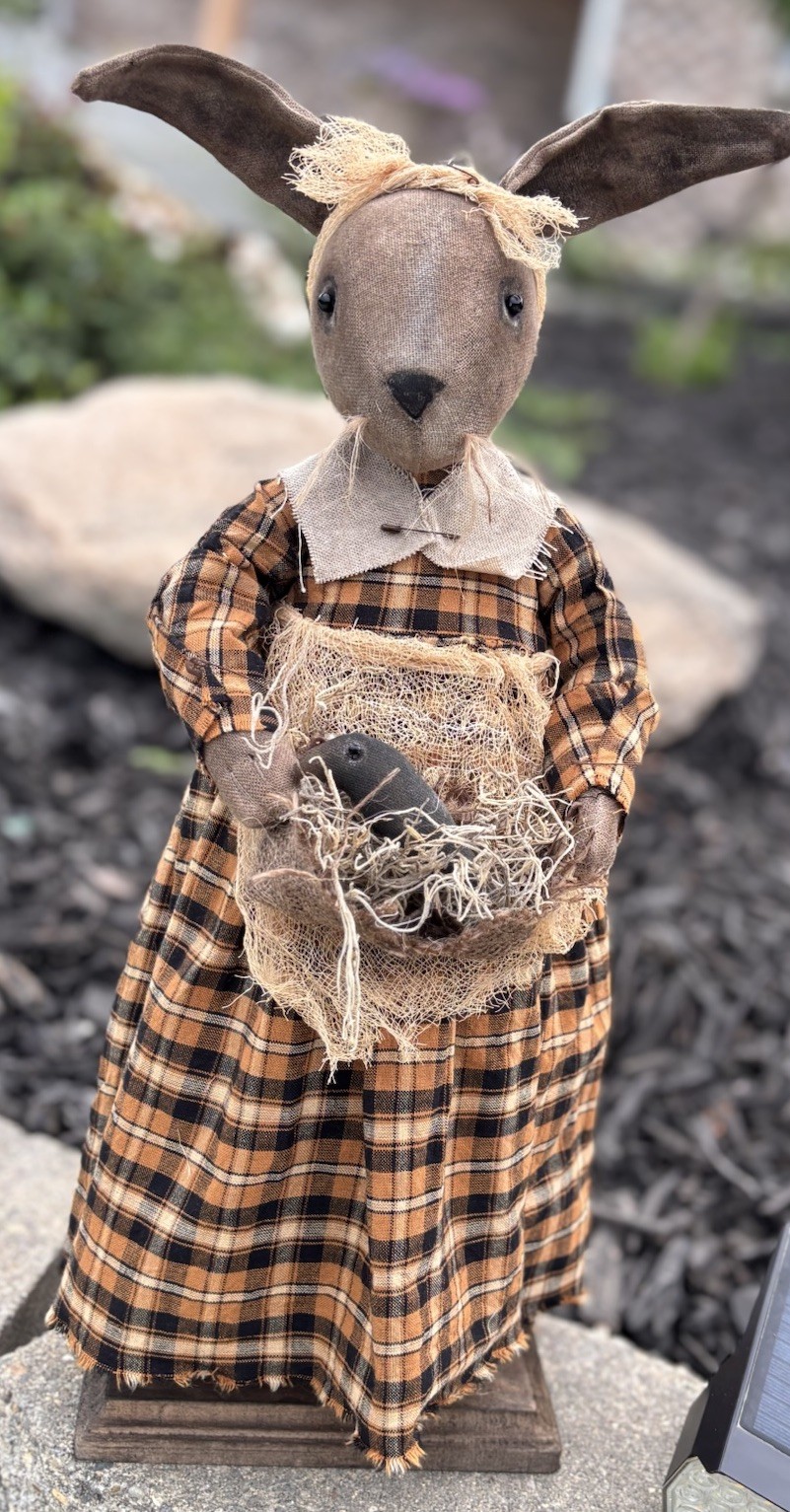 Primitive Handmade Rabbit Doll Crow Folk Art Handmade