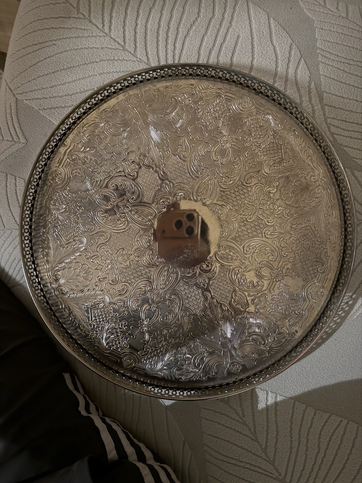 Vintage Arthur Price of England Silver Plated on Copper Round Gallery Tray 11