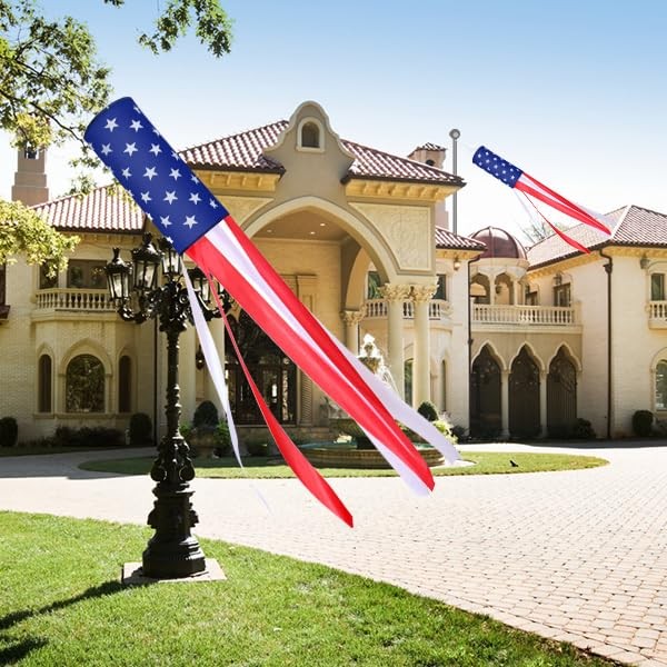 2 Pack 4th of July Windsock American Flag Wind Socks Outdoor Heavy Duty, 40″ USA