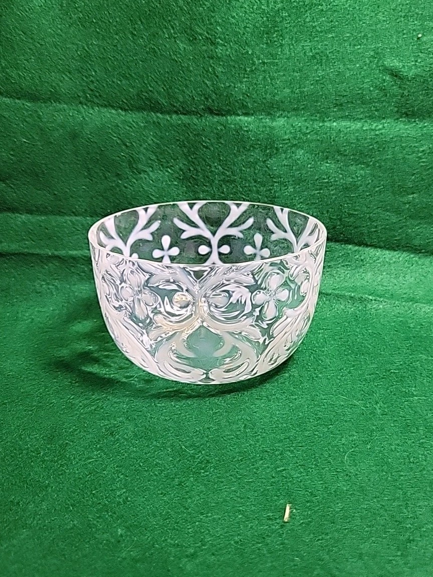 Antique Northwood Spanish Lace Finger Bowl Clear / White Glass Brocade