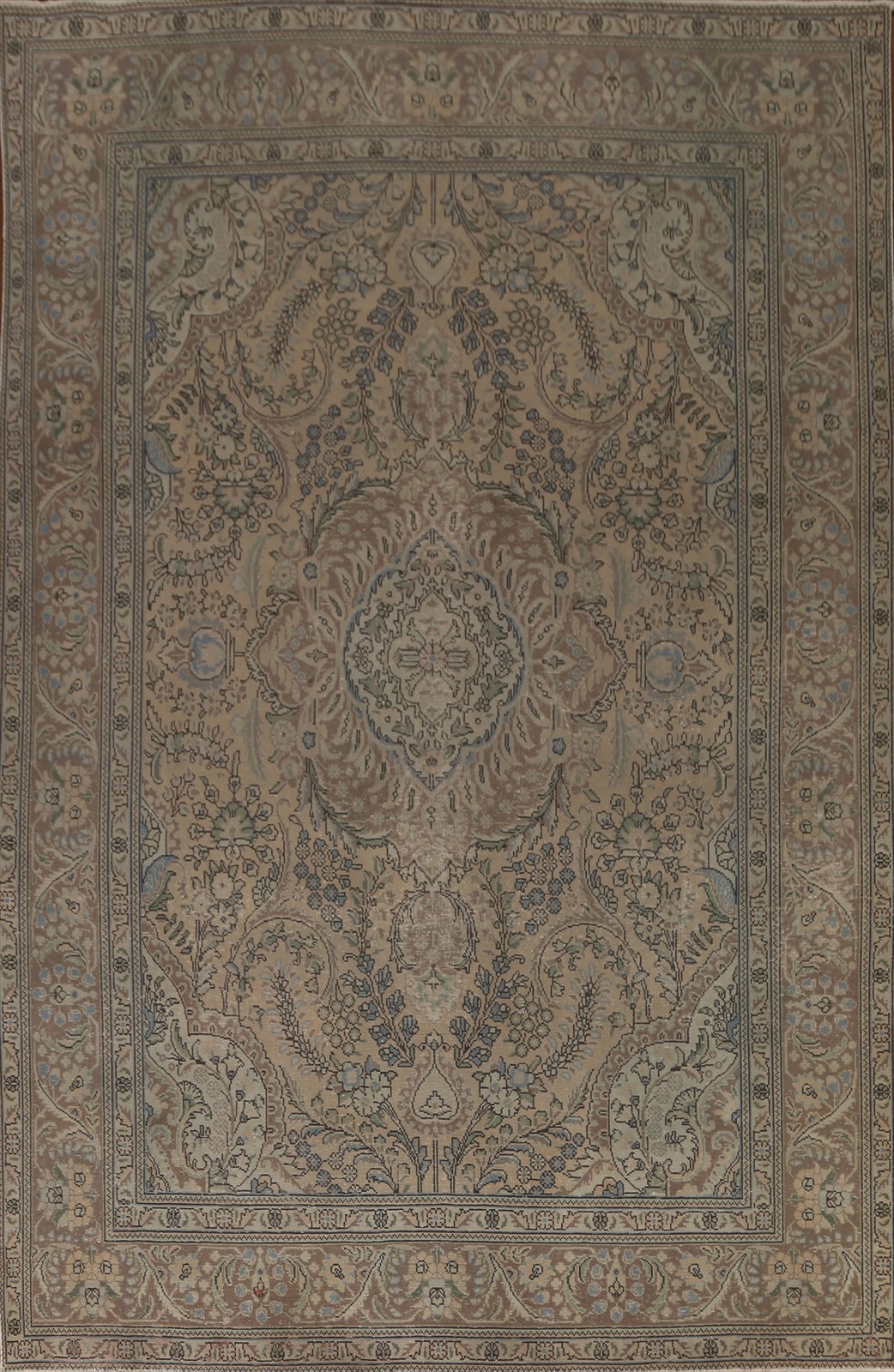 Distressed Living Room Area Rug 8×11 Vintage Muted Wool Hand-made Classic Carpet