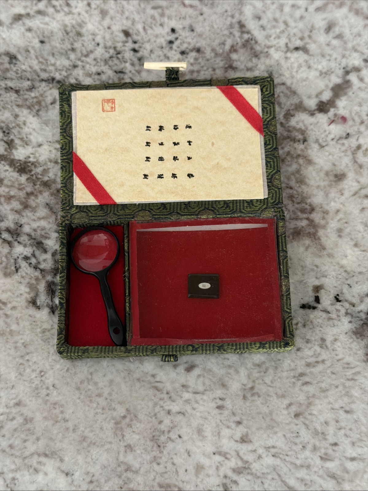 Vintage Micro Carving With Magnifying Glass And Original Print of Design