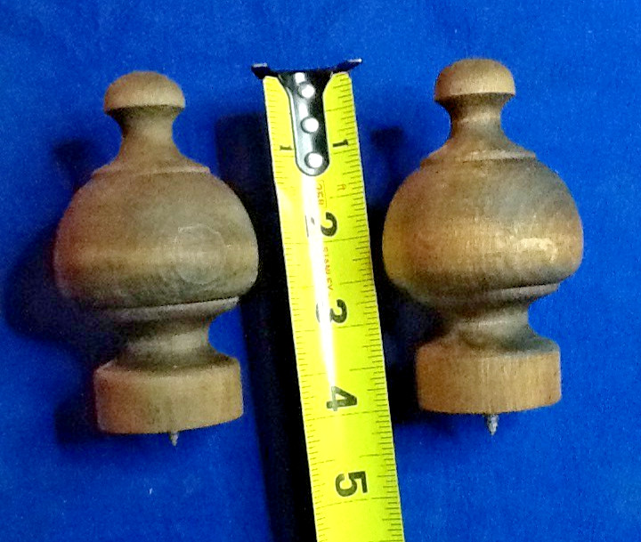 VINTAGE FINIALS FURNITURE WOODEN 4 X 2.25″ DARK STAIN 031526F