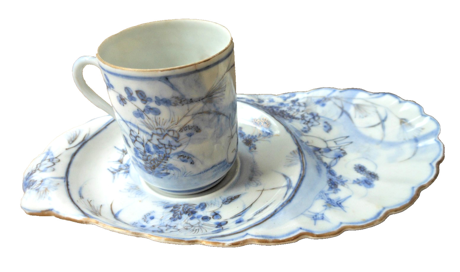 Early Rare Blue & White Chinese Tennis Set with 6 Character Mark Painted Rabbits