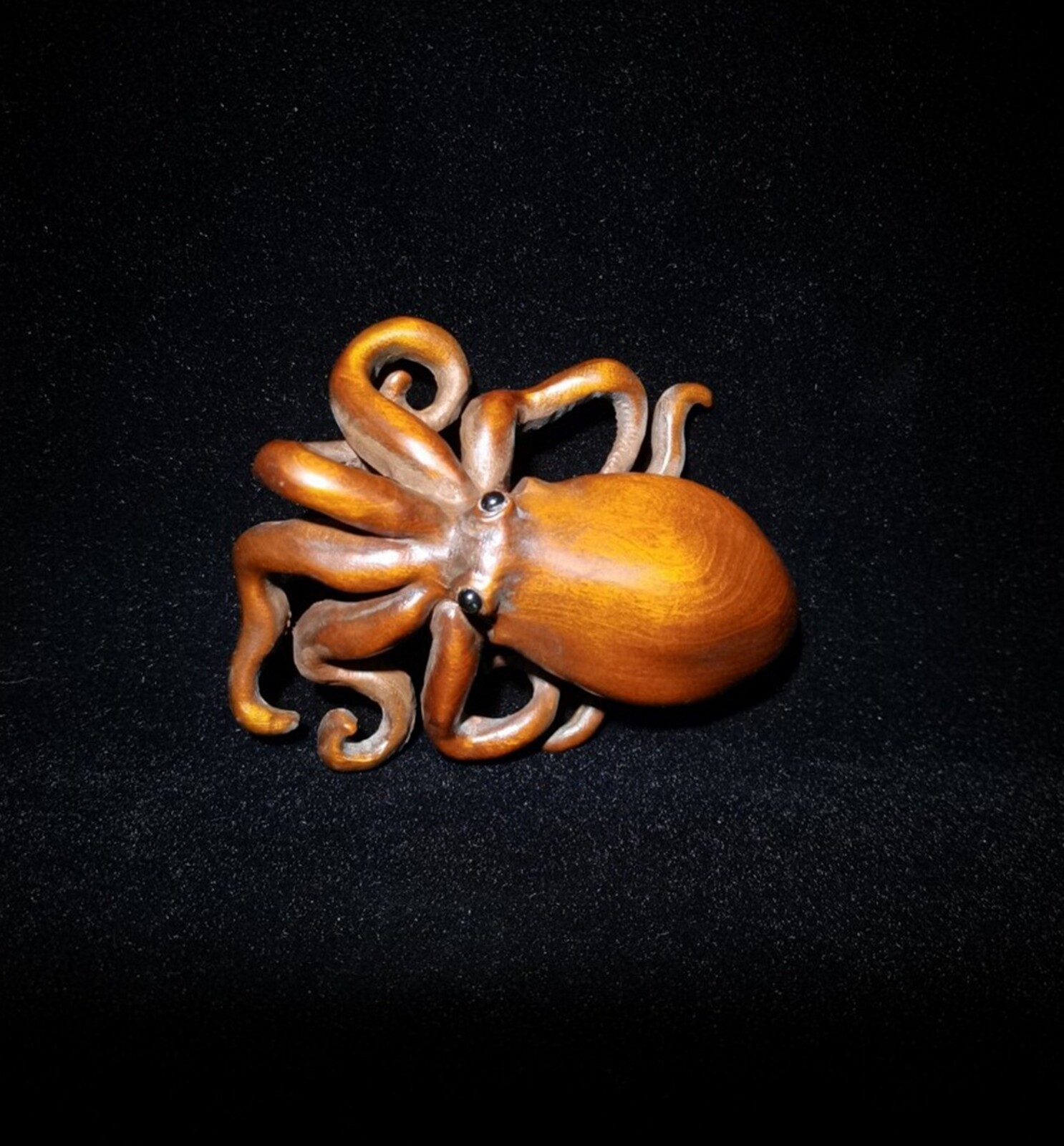 Chinese Antique Boxwood Wood Carving Exquisite Octopus Statue Nice Art Figurines