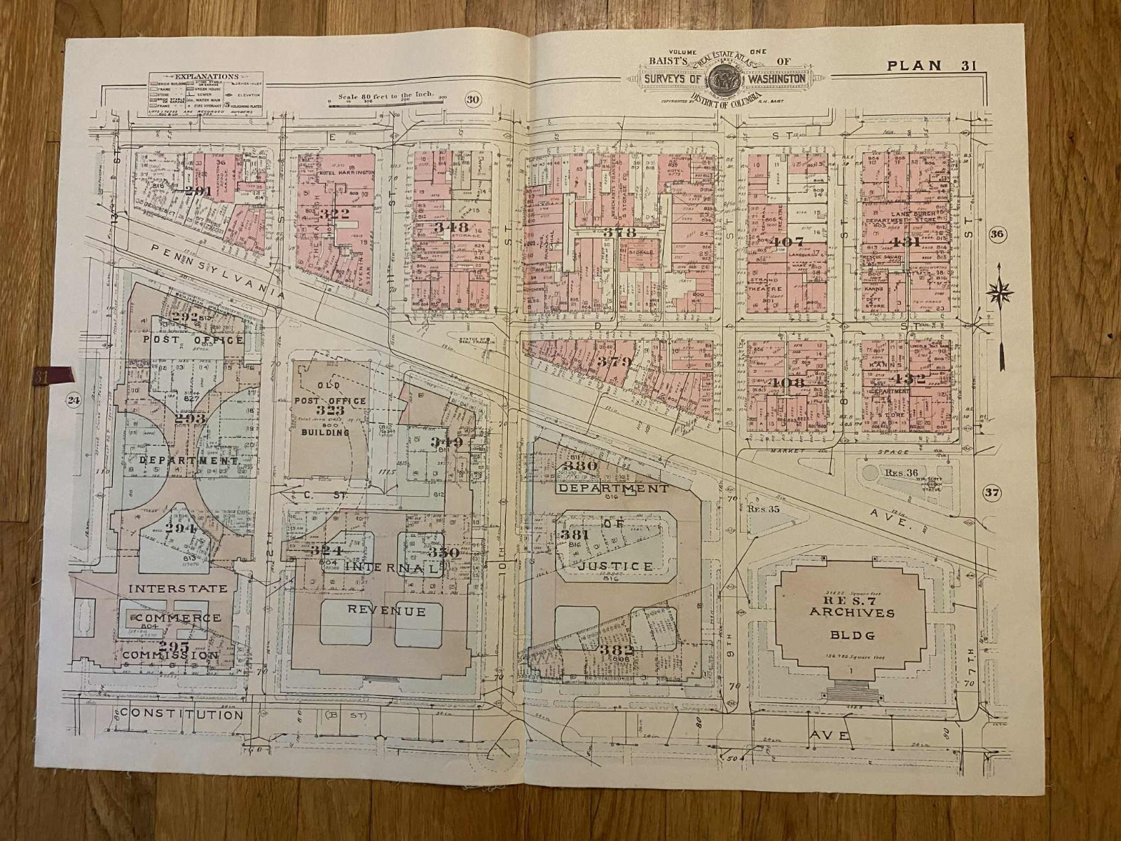 Detailed large plat map. Penn Quarter area (PLAN 31) Washington D.C. 1948