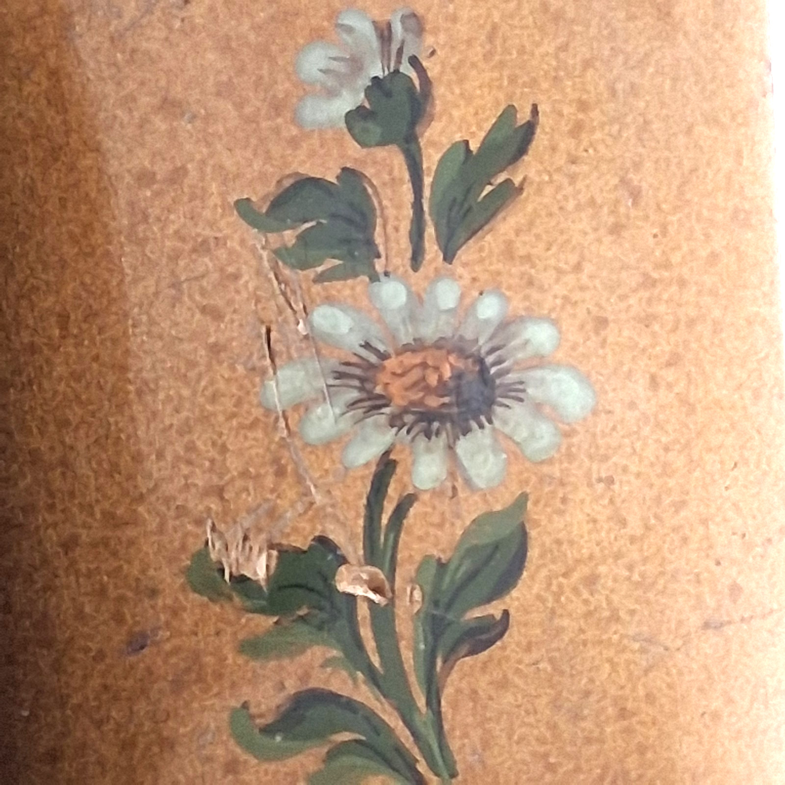 Vtg Italian Tole Lacquered Wood Folding Double Mirror Hand Painted Daisies, 4×6