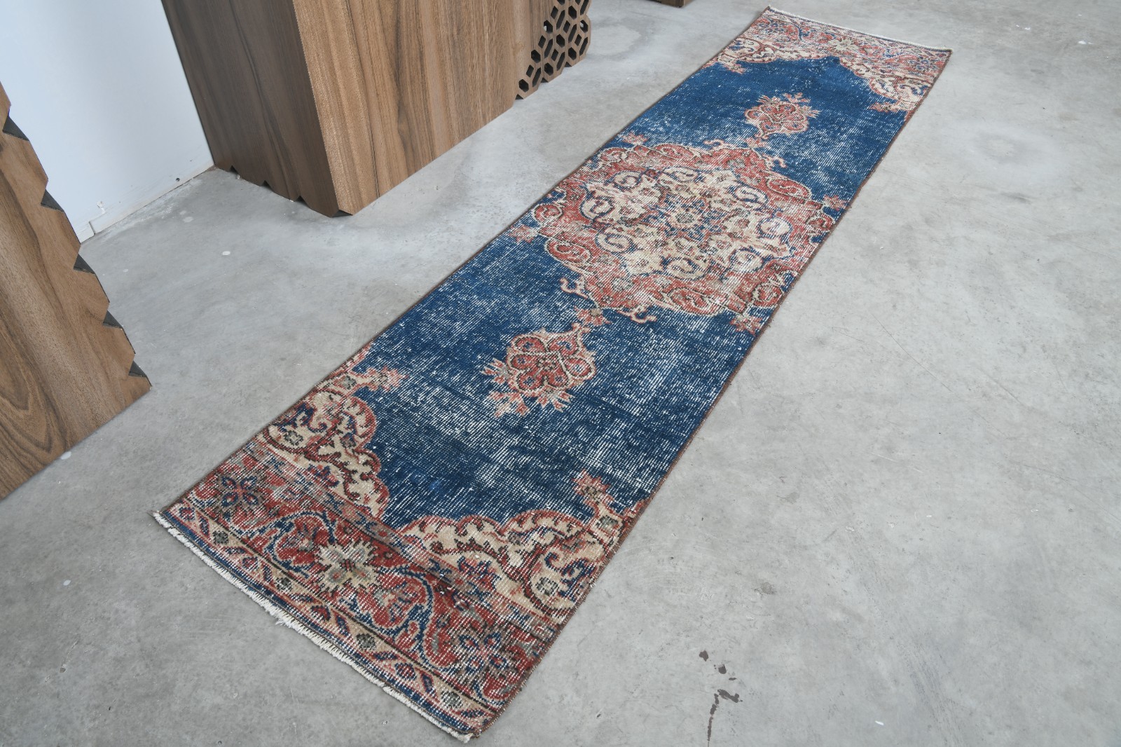hand made neutral vintage turkish runner rug 2×7 oriental wool runner carpet,278