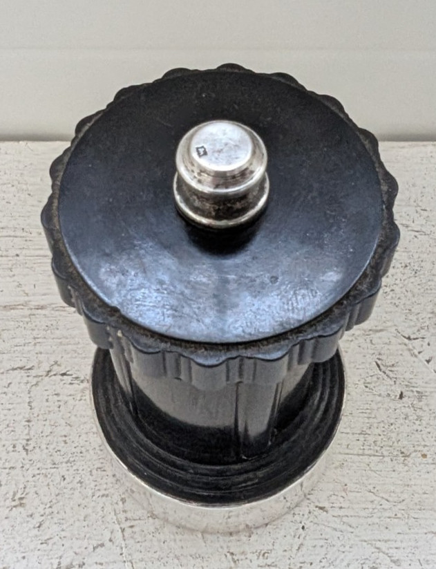 Unusual Solid Silver & Bakelite Pepper Grinder – Firm 1957