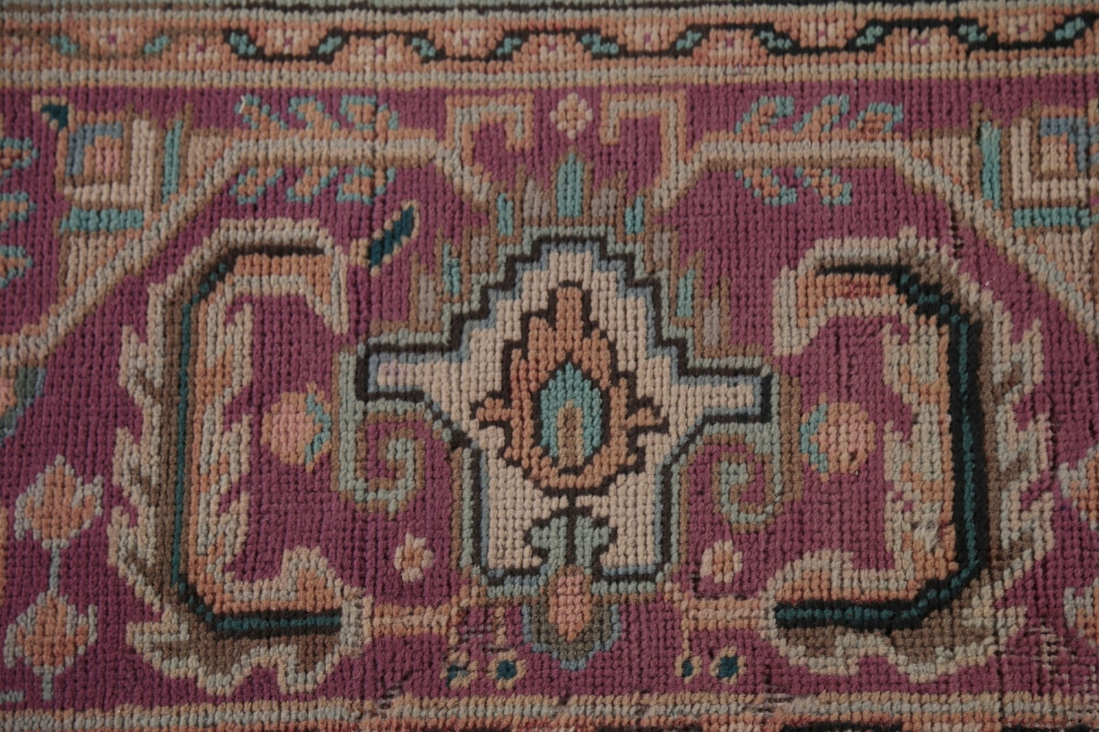 Vintage Geometric Rust/ Purple Tebriz Traditional Hand-knotted Area Rug 10×12