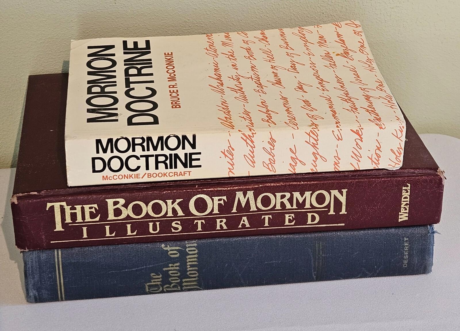 Lot of 3 LDS Books The Book of Mormon Illustrated 1982 Large Print 1962 Doctrine