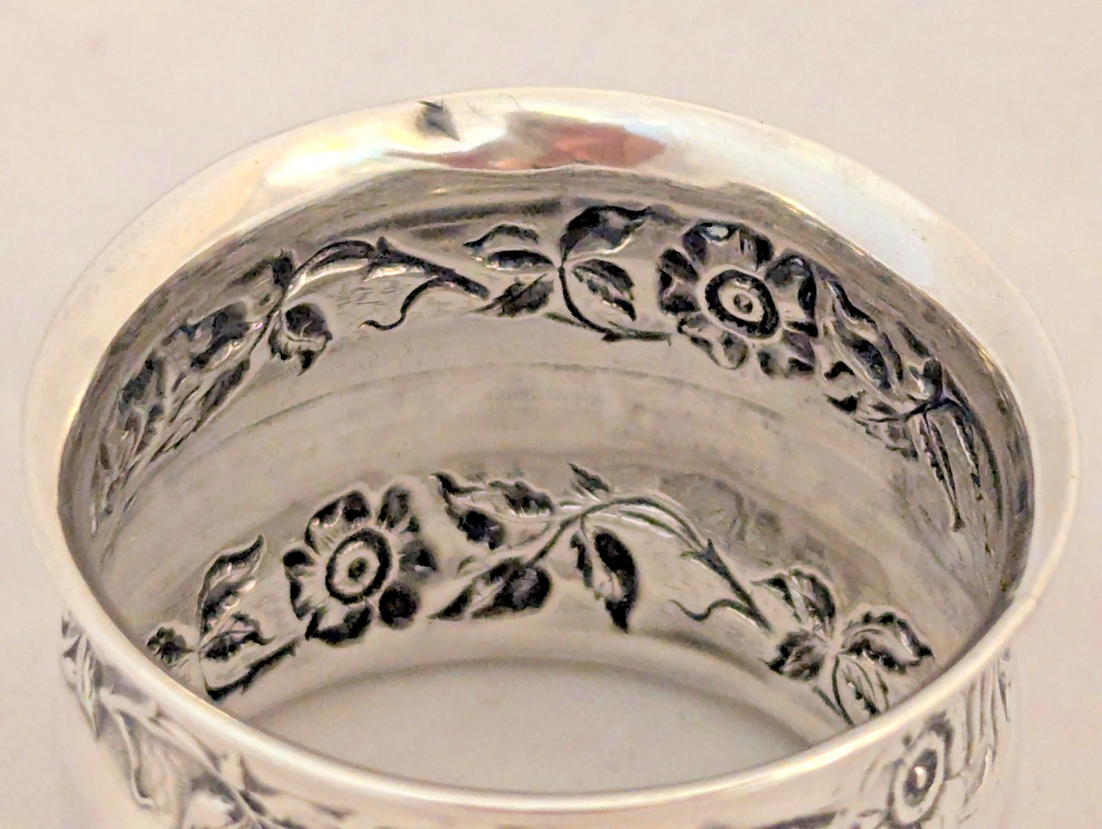 Sterling Silver Double Floral Border Napkin Ring ART NOUVEAU No Mono! 10g