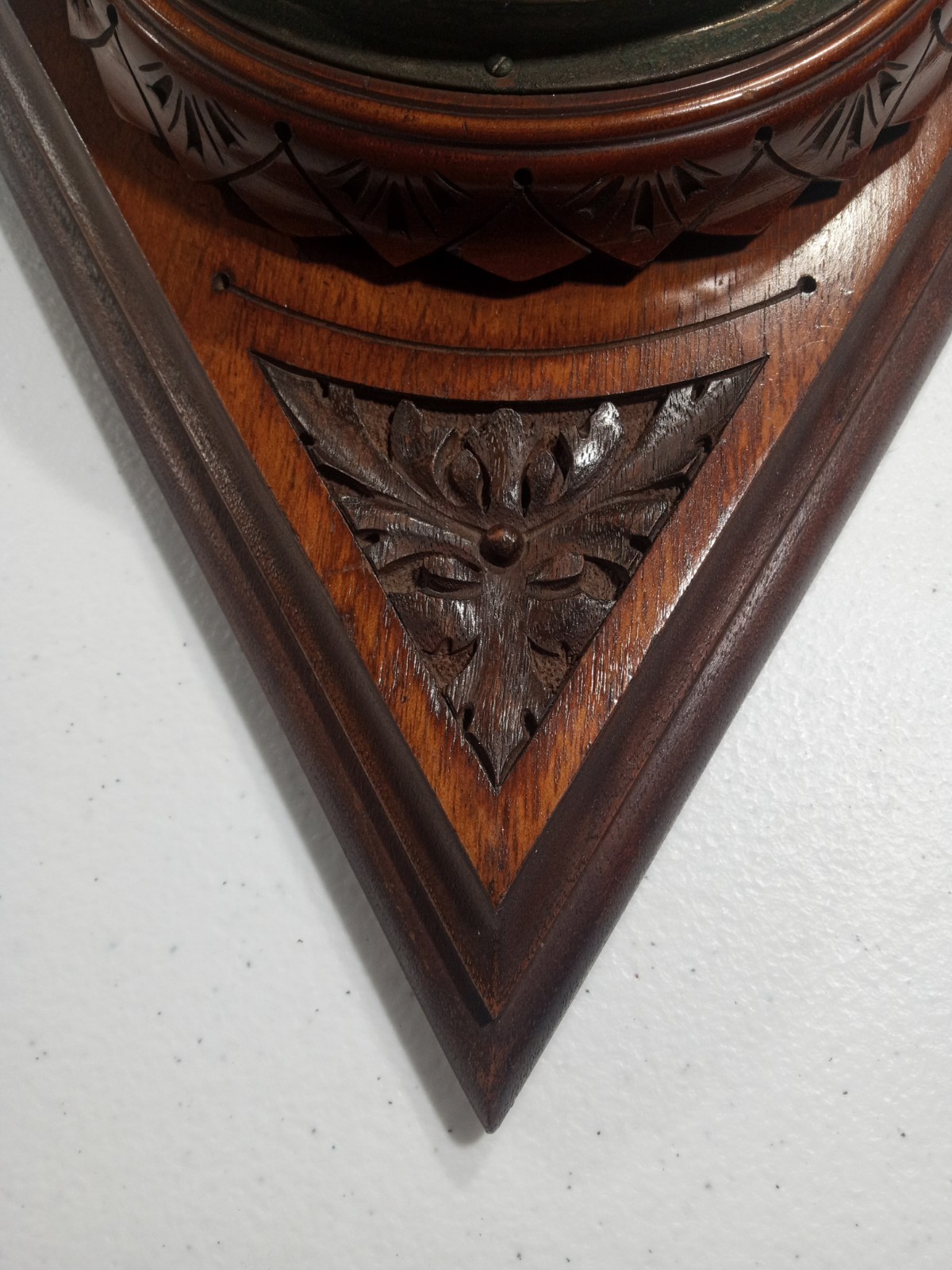 Rare Antique Scottish Barometer Motherwell Scotland Wiseman Carved Inlaid Wood