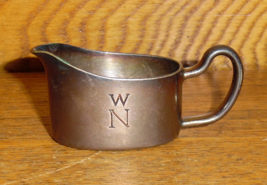 Vintage Hoka Silverplate Miniature Personal Creamer – Monogrammed WN – 2.5″ Long