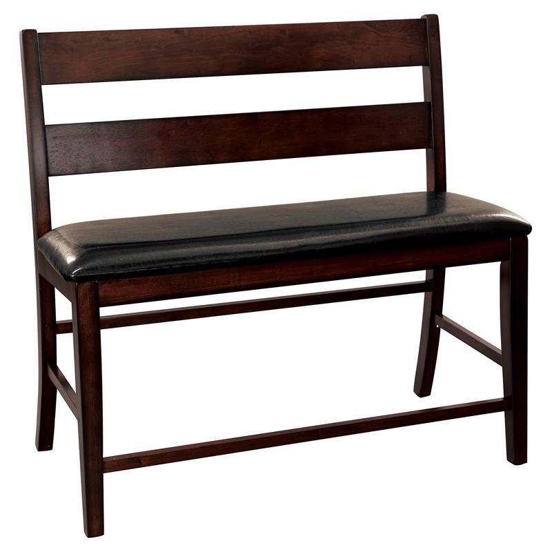 Lexicon Mantello Wood Counter Height Dining Bench with Back in Cherry