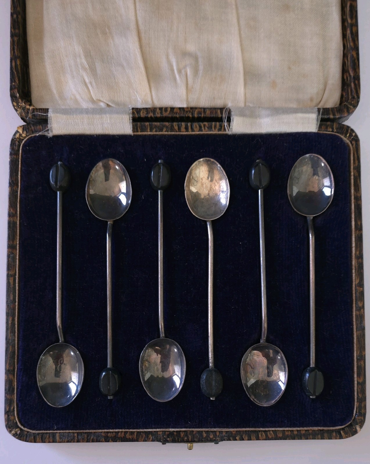 Antique 1924 M&J Sterling Silver Demitasse Coffee Bean Spoons Set of 6