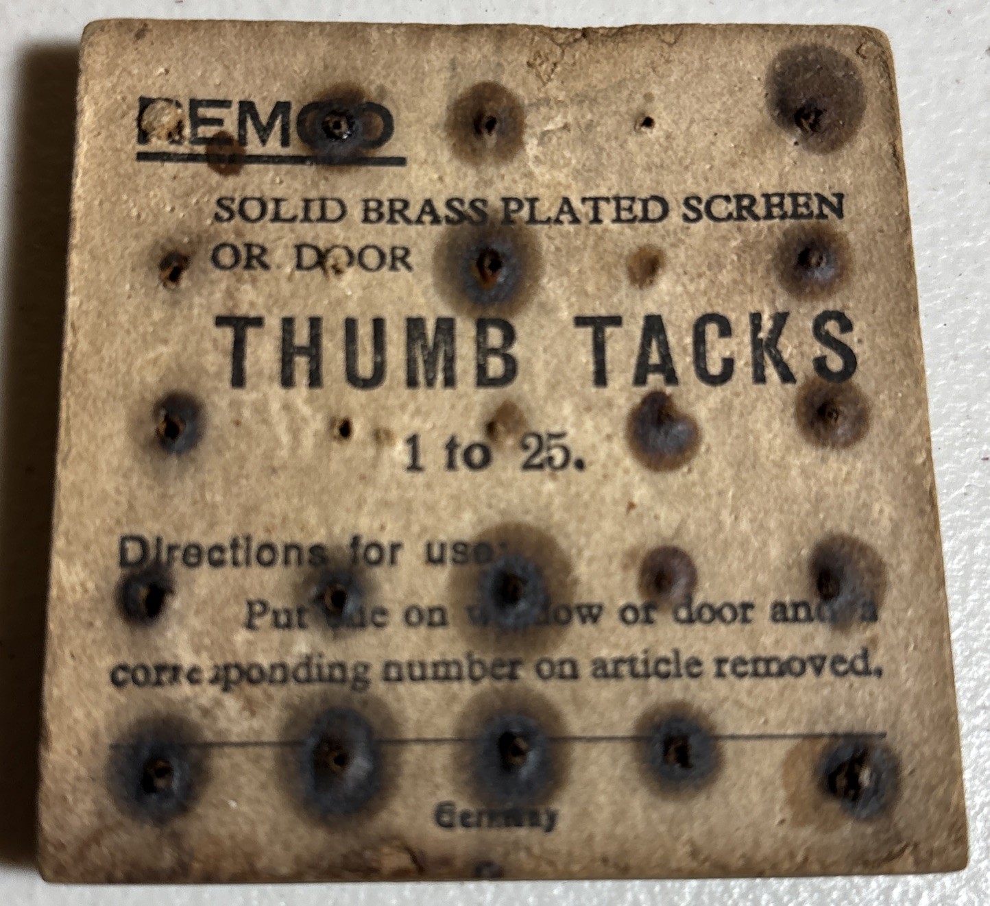 PARTIAL CARD OF METAL WINDOW MARKER NUMBER TACKS