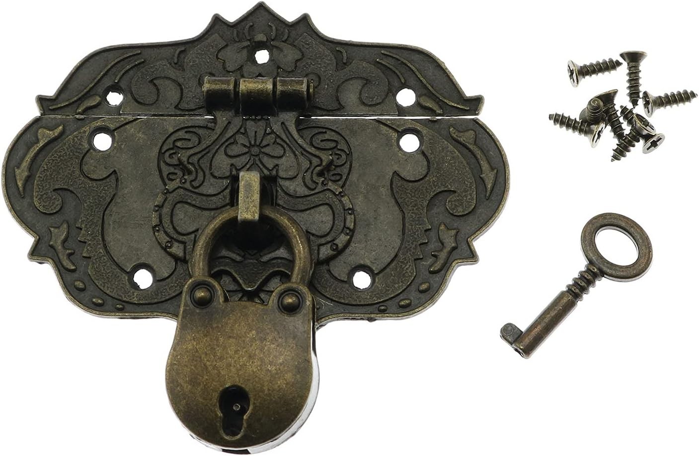 Mini Antique Brass Padlock and Clasp Set – Easy Installation for Vintage Boxes