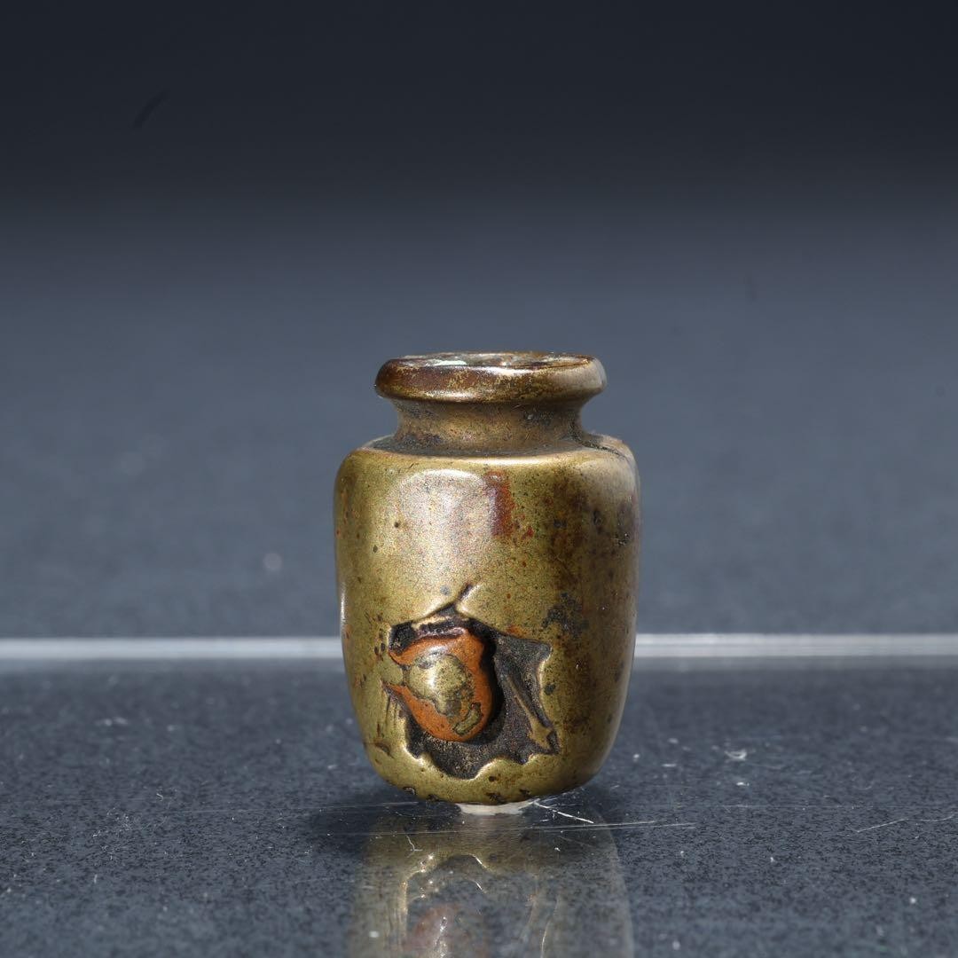 Jar OJIME beads Metalwork 0.7 inch Japanese Antique Netsuke Inro