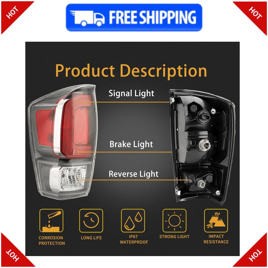 Left Tail Light Assembly for 2016–2023 Toyota Tacoma w/ Bulb Driver Side