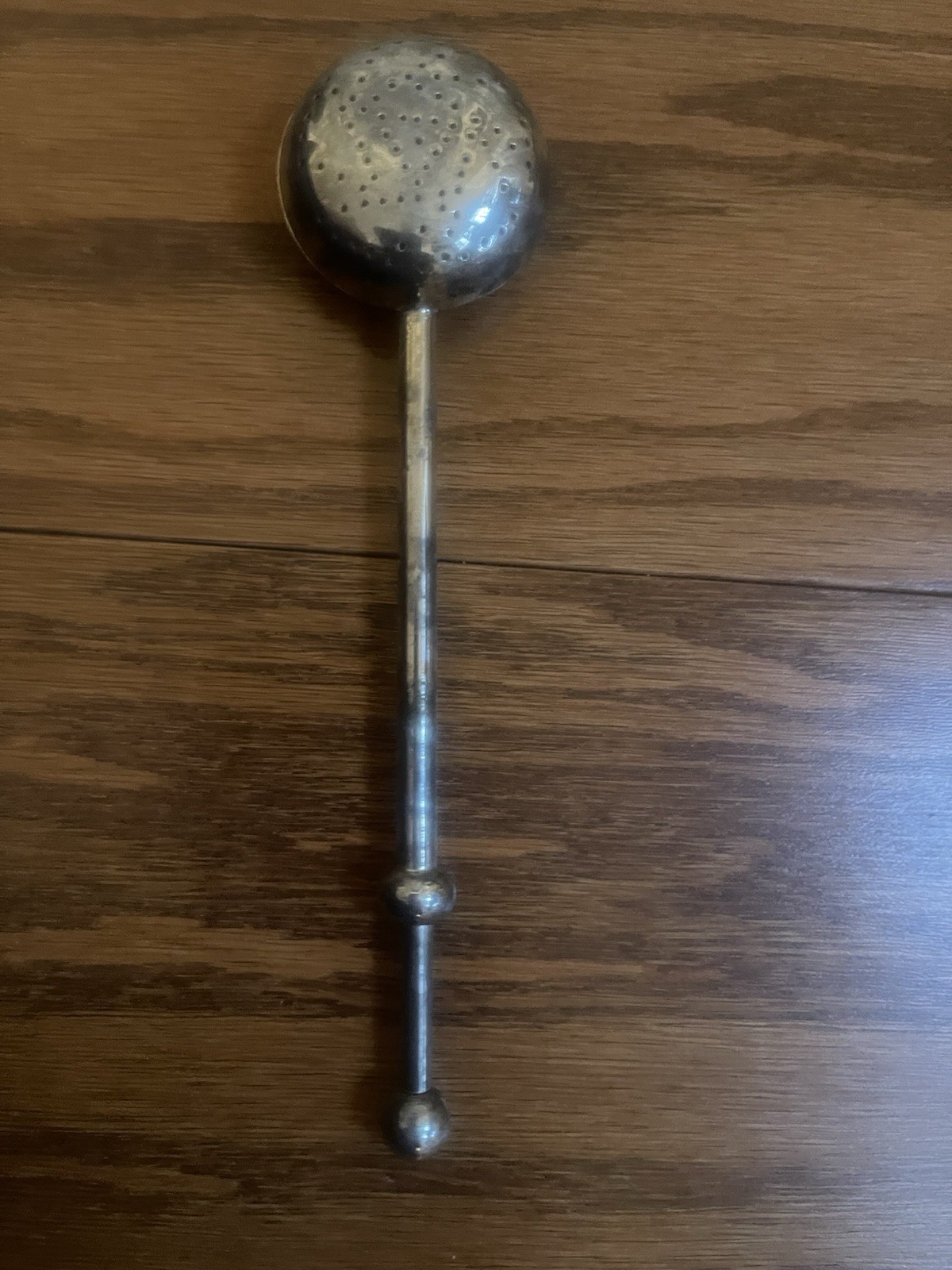 VINTAGE SILVER PLATED TEA STRAINER INFUSER SPOON SPRING LOADED ~7”