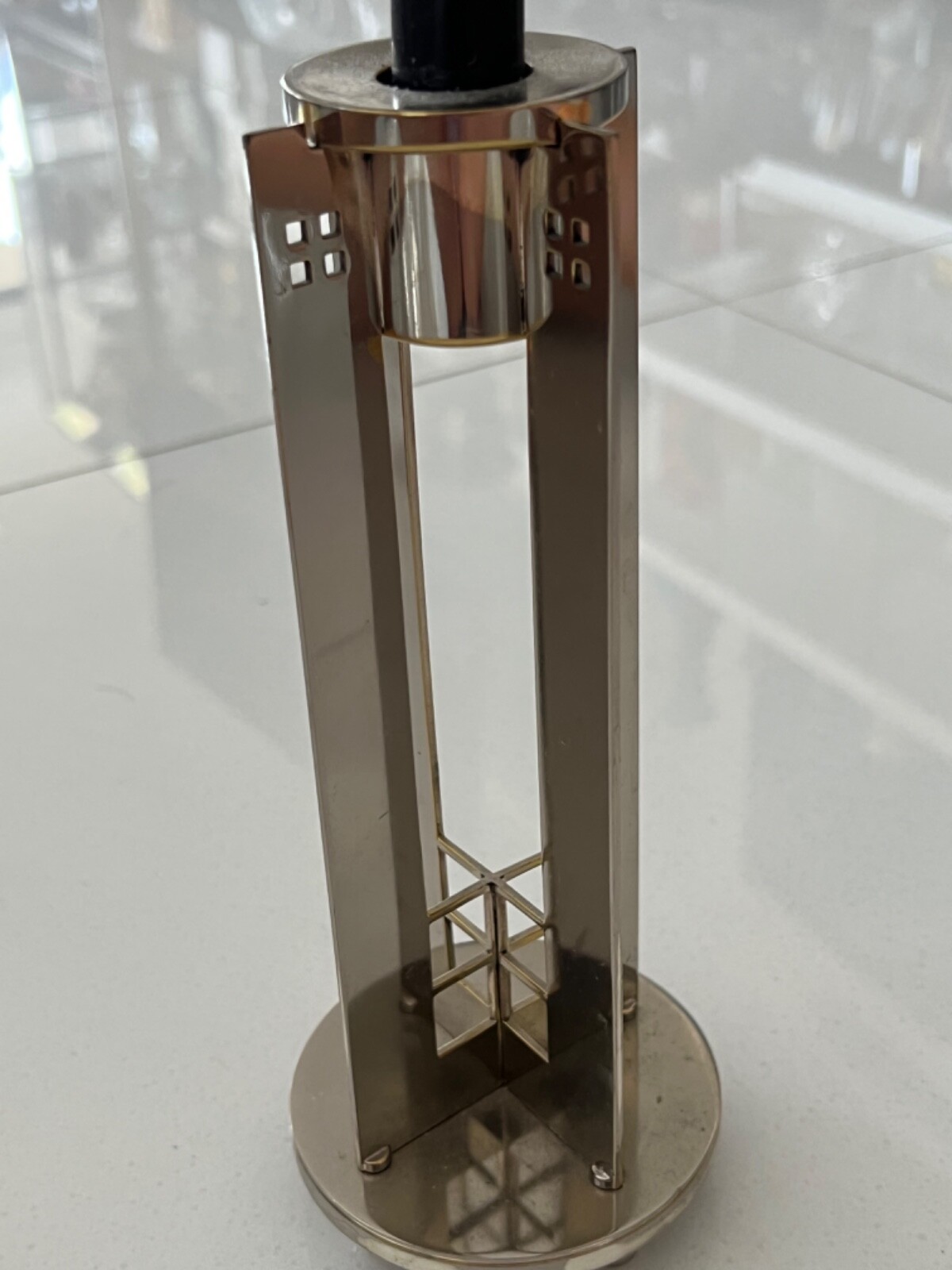 Swid Powell , made in Italy, R/I , Silver plated candleholder