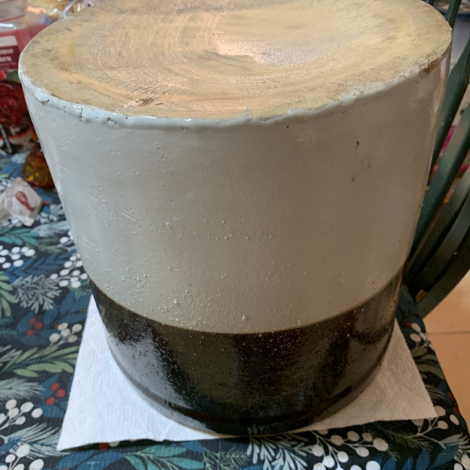 Vintage #3 Primitive Two Tone Stoneware Heavy Crock