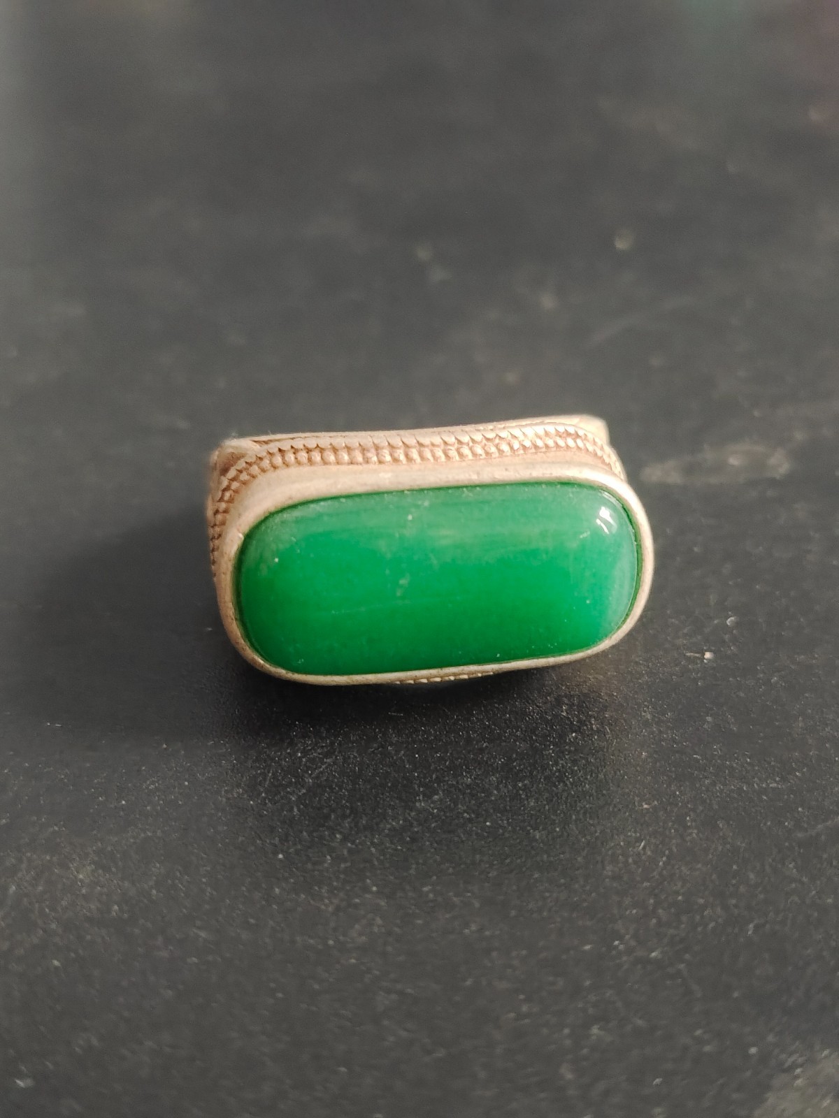 2.6cm Collection Chinese Green Gem Inlaid Ring Exquisite Gift