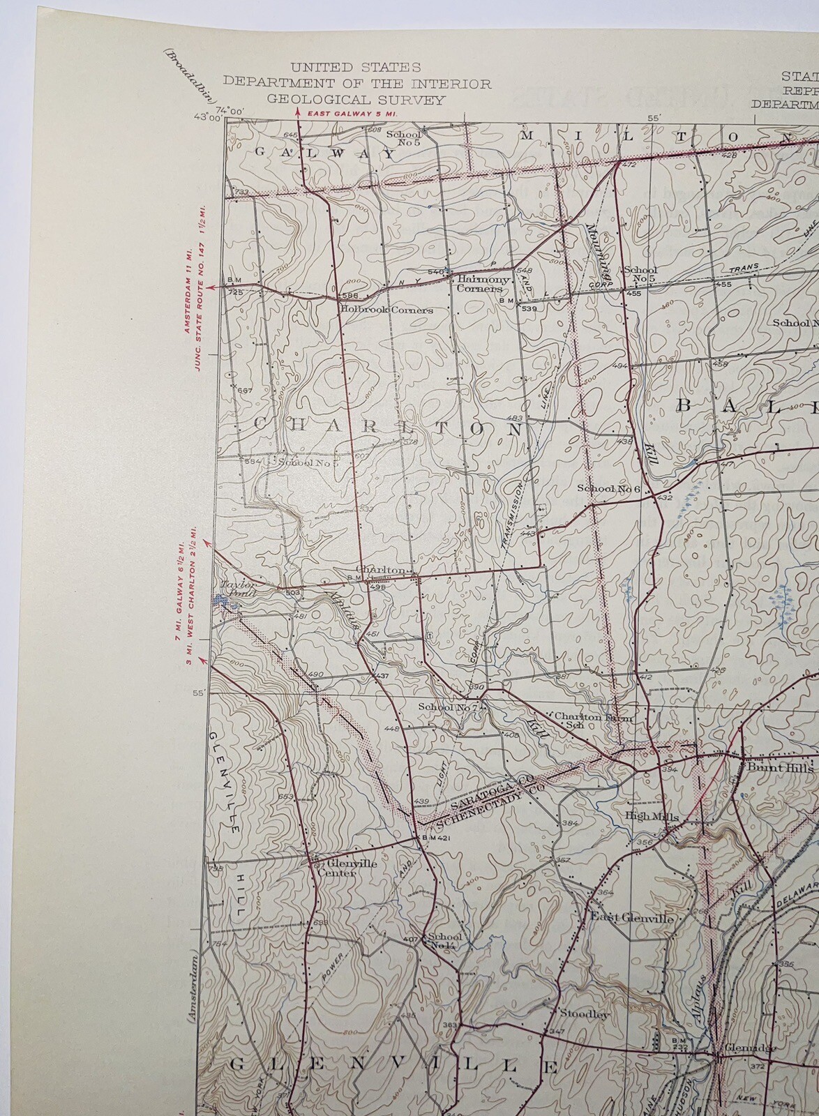 Schenectady NY Topography Map, Clifton Park, Niskayuna, Glenville, Mohawk River