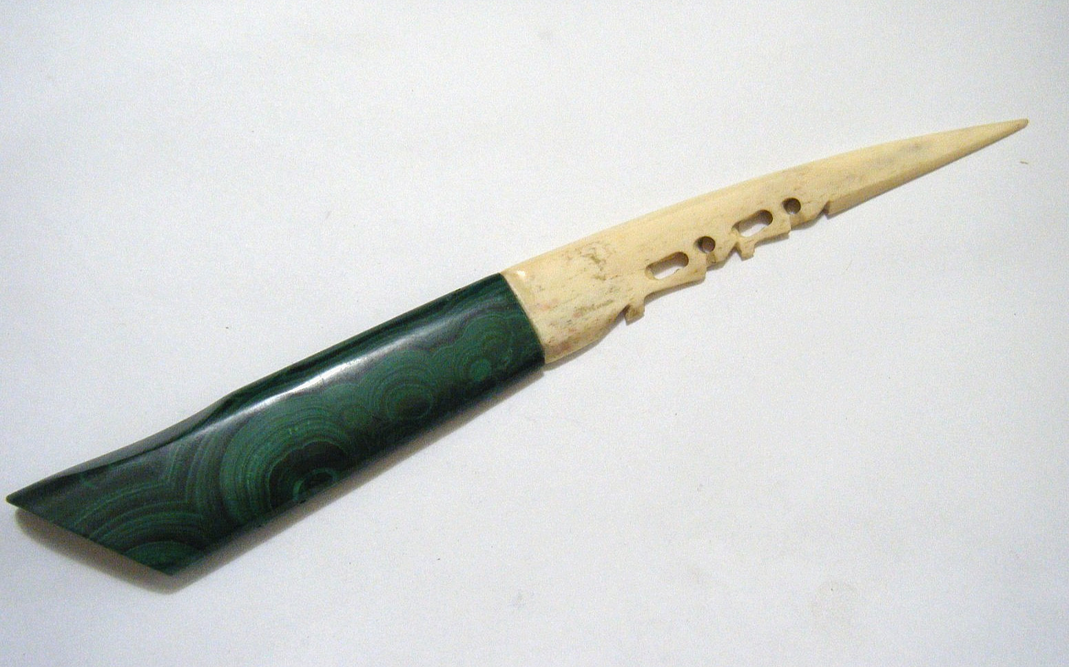Fantastic Early 1900s Antique New Zealand Malachite Paper Knife / Letter Opener