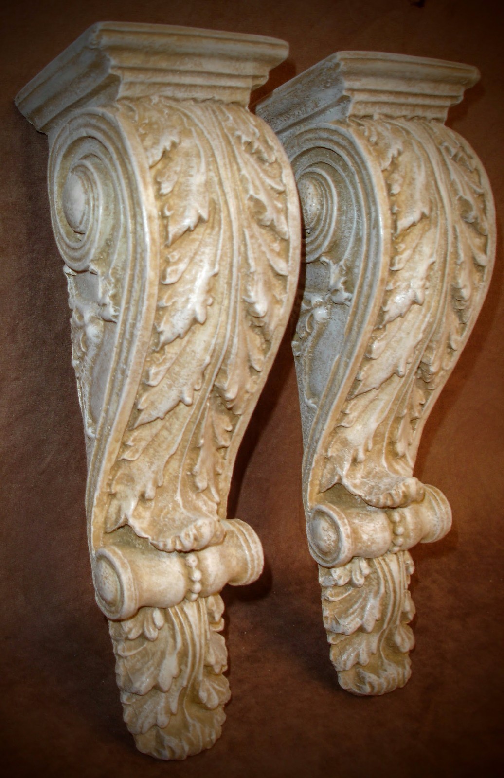 Antique Finish Shelf Acanthus leaf Wall Corbel Sconce Bracket Home Decor Pair