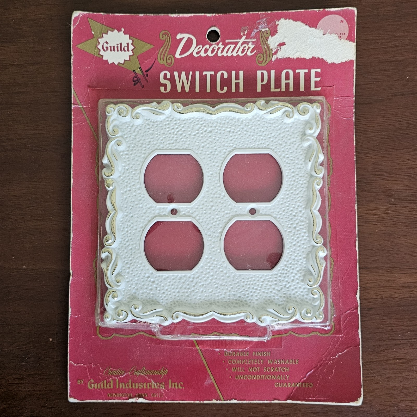 Vintage Guild Decorator Switch Plate Quad Outlet Classic White NOS USA