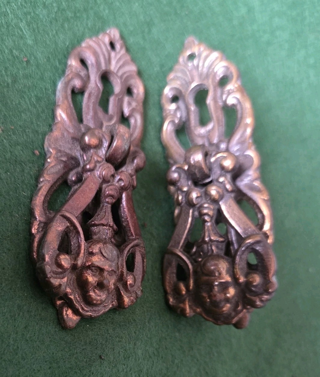 A pair of Antique Vintage Solid Brass wardrobe/cupboard Handles.