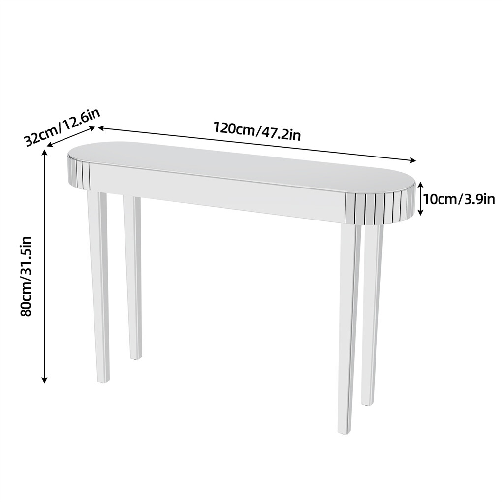 1.2M Stunning Mirrored Entry Table Clear Glass Console Table Living Room Bedroom