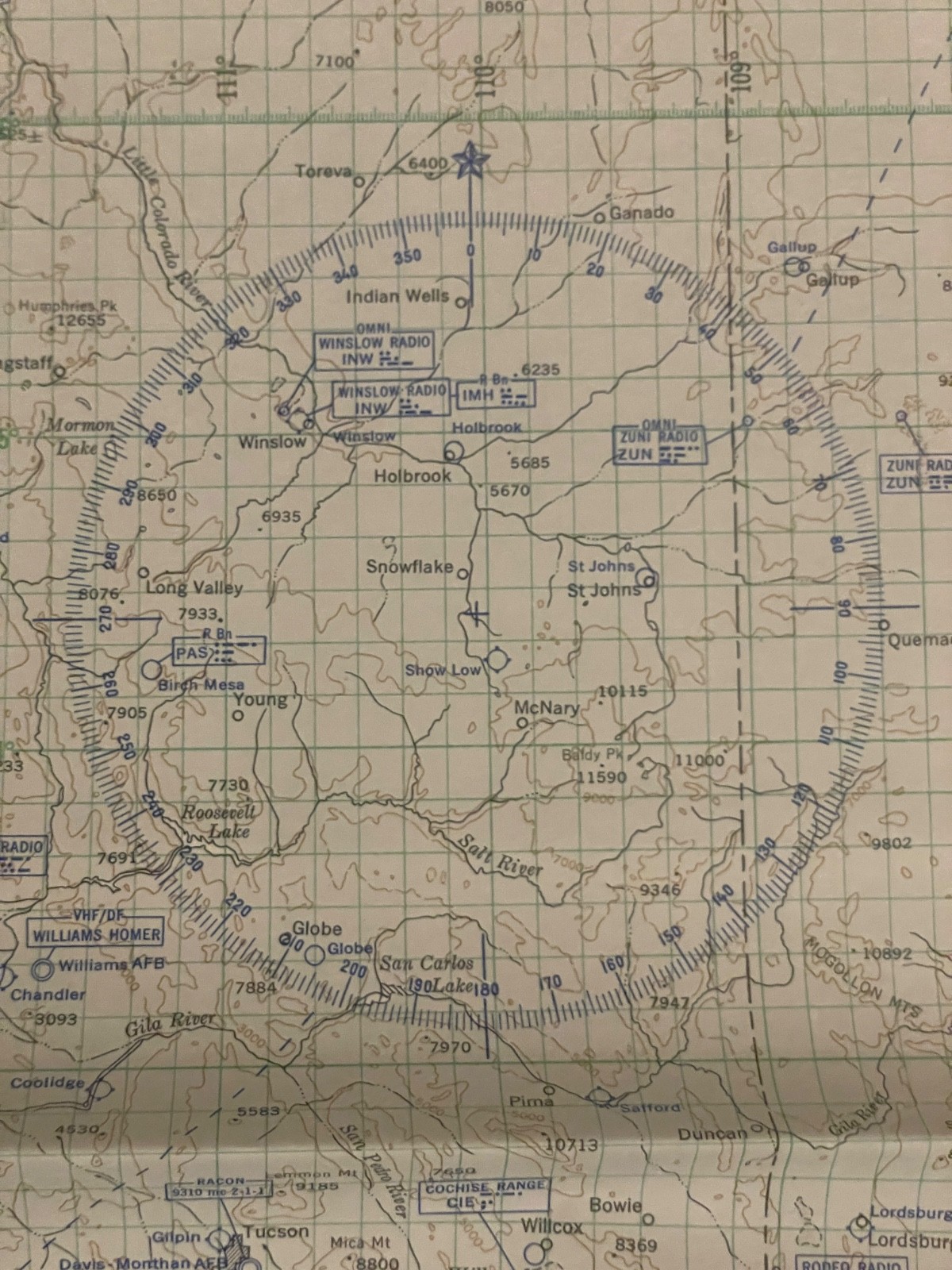 1952 Air Navigation Chart Hydrographic Office US Navy V30-21 5th Edition
