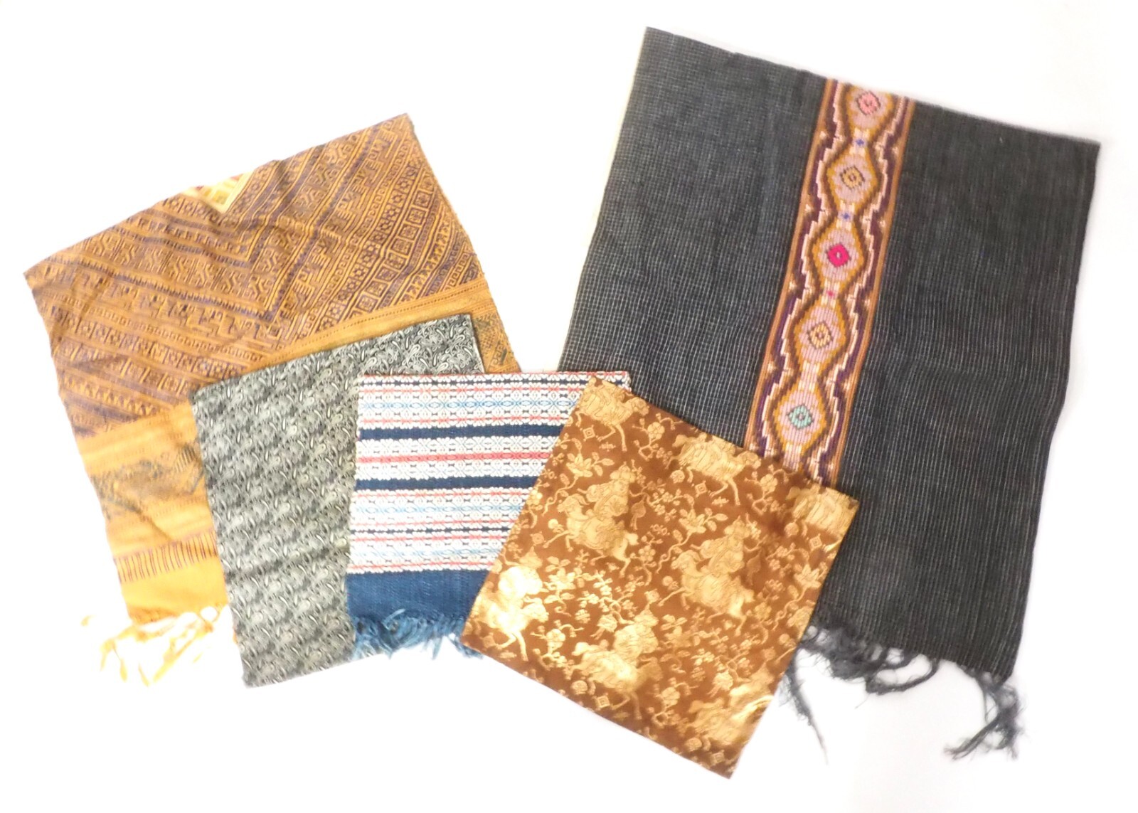 Vintage patterned fabric set of 5 circa 1980s From Japan