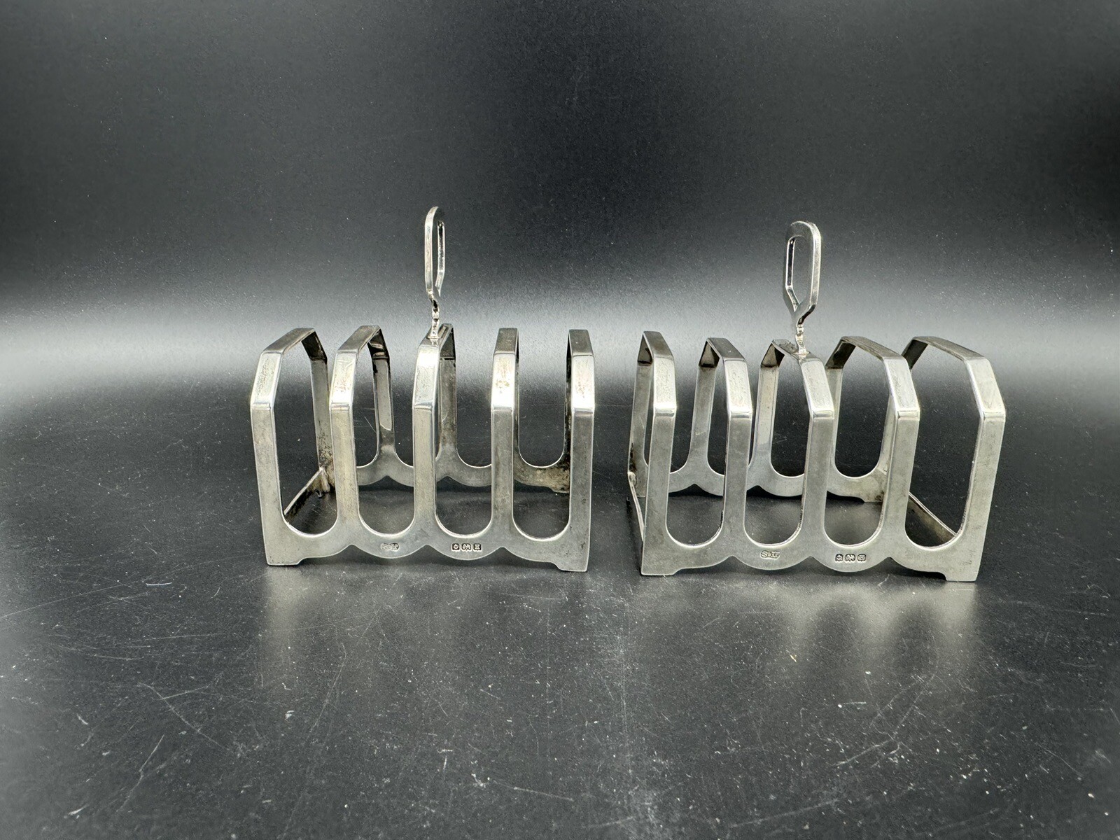PAIR OF VINTAGE 1932 SUCKLING Ltd. ENGLISH STERLING SILVER TOAST RACKS