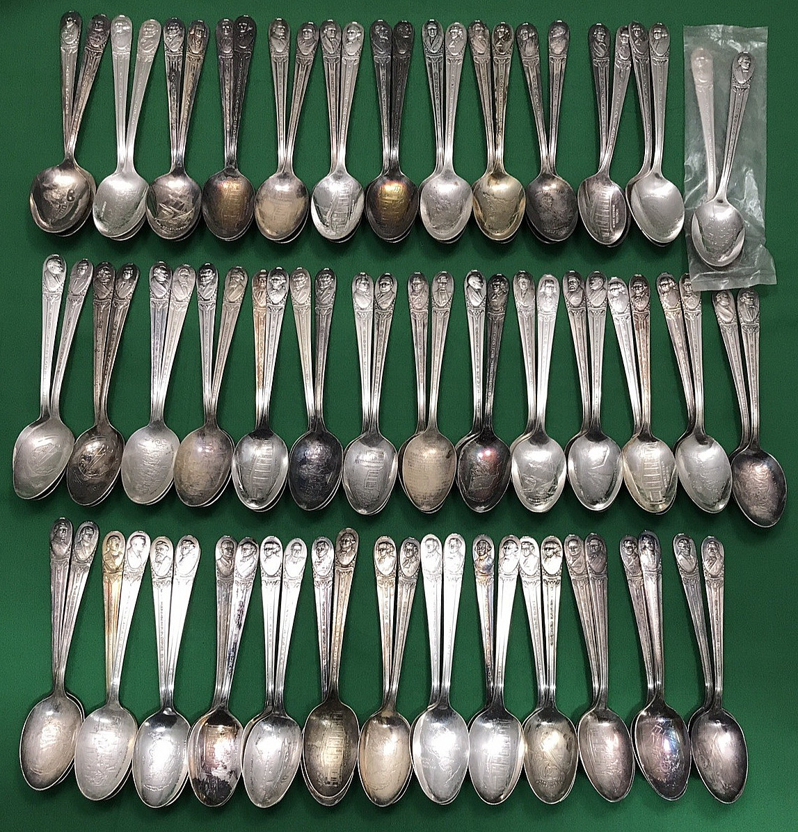 75+ Pc Silverplate 6″ PRESIDENTIAL COLLECTIBLE SPOONS by WM Rogers