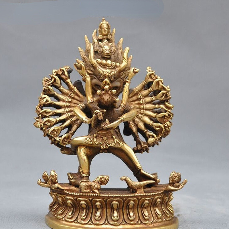 7.2″ Old Tibet Bronze Buddhism Temple Thousands of Hands Buddha Statue Collect