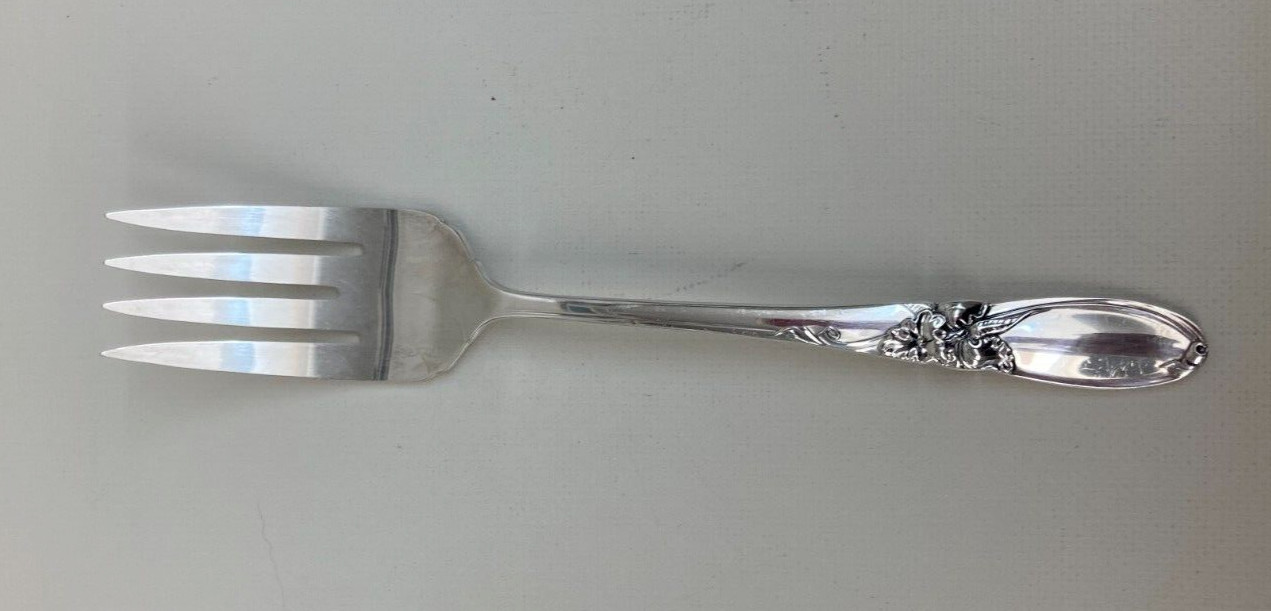 Oneida Community Silverplate White Orchid Meat Serving Fork 1953