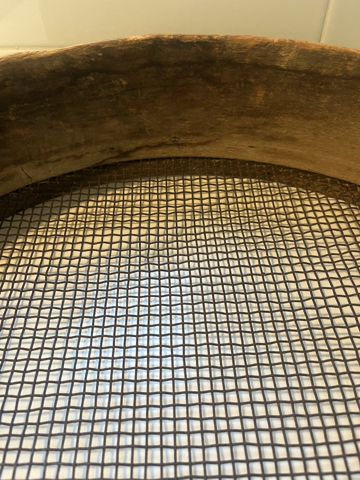 Antique Primitive 17” Diameter Large Bentwood Grain Sieve/Flour Sifter
