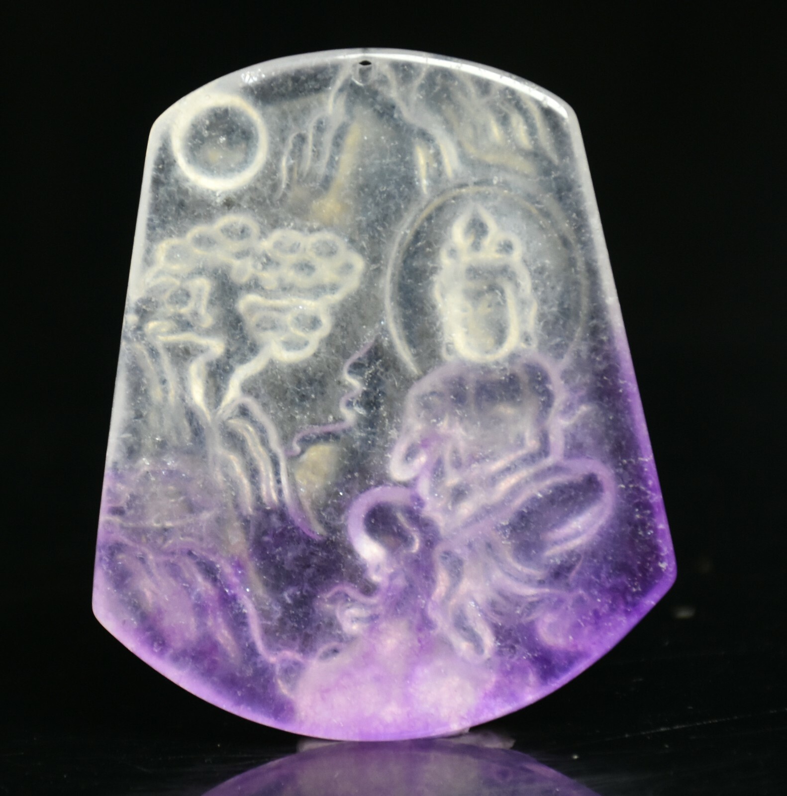 6CM Hongshan Culture Purple Jade Kwan-yin Bodhisattva Goddess Amulet Pendant