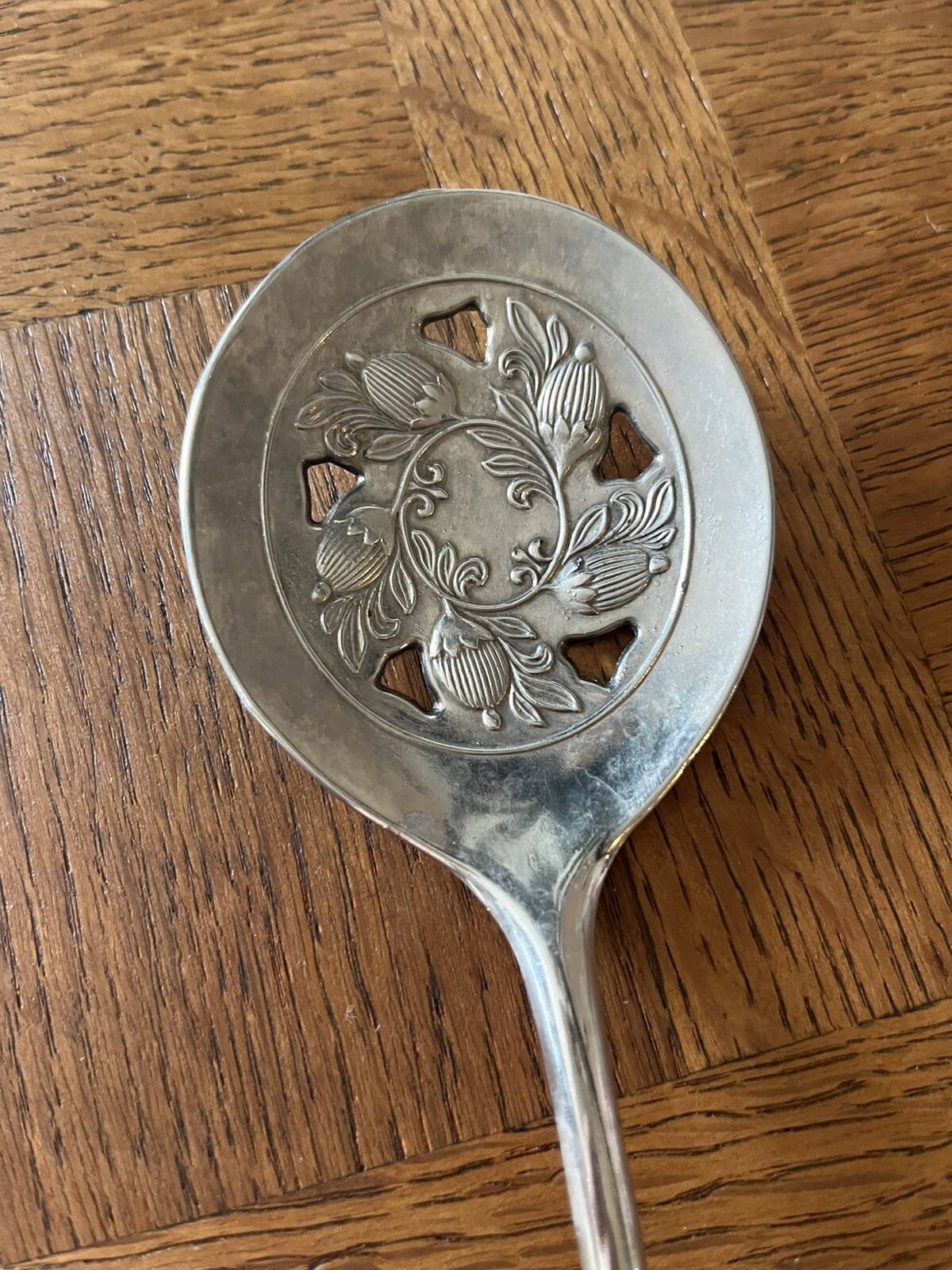 Vintage Leonard Silverplate Serving Spoon Tomato Cranberry Slotted Pierced Italy