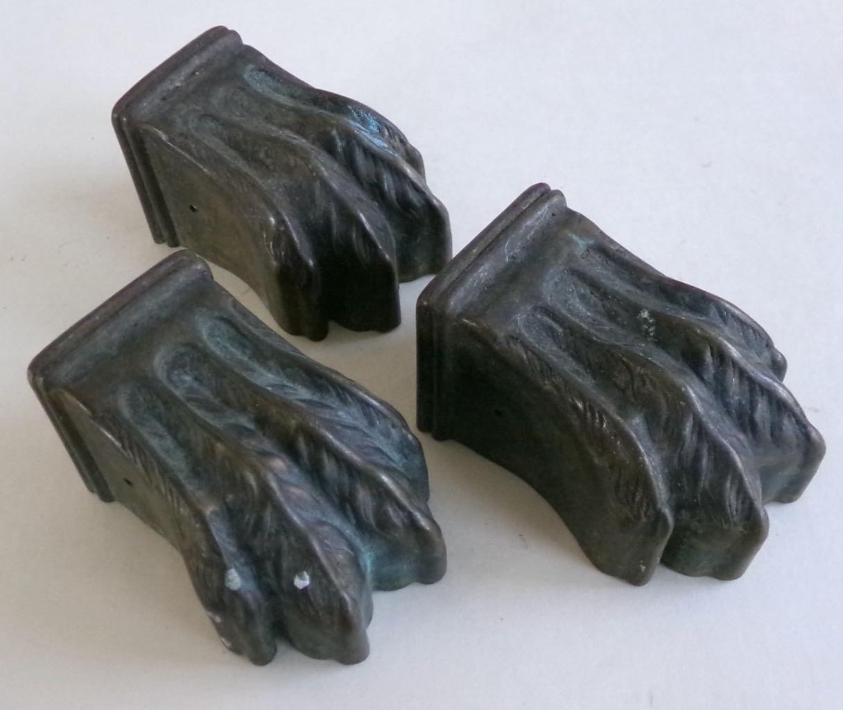 3 Vintage Lion Claw Furniture Feet or Toe Caps