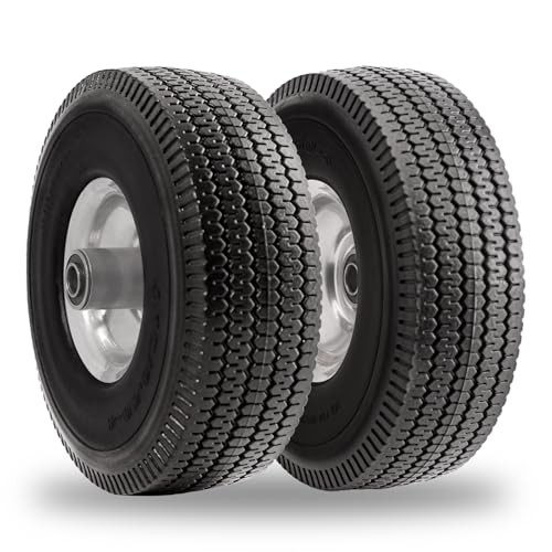 10 Inch Solid Polyurethane Tire 4.10/3.50-4 Tire, 10″ Flat Free Wheels with