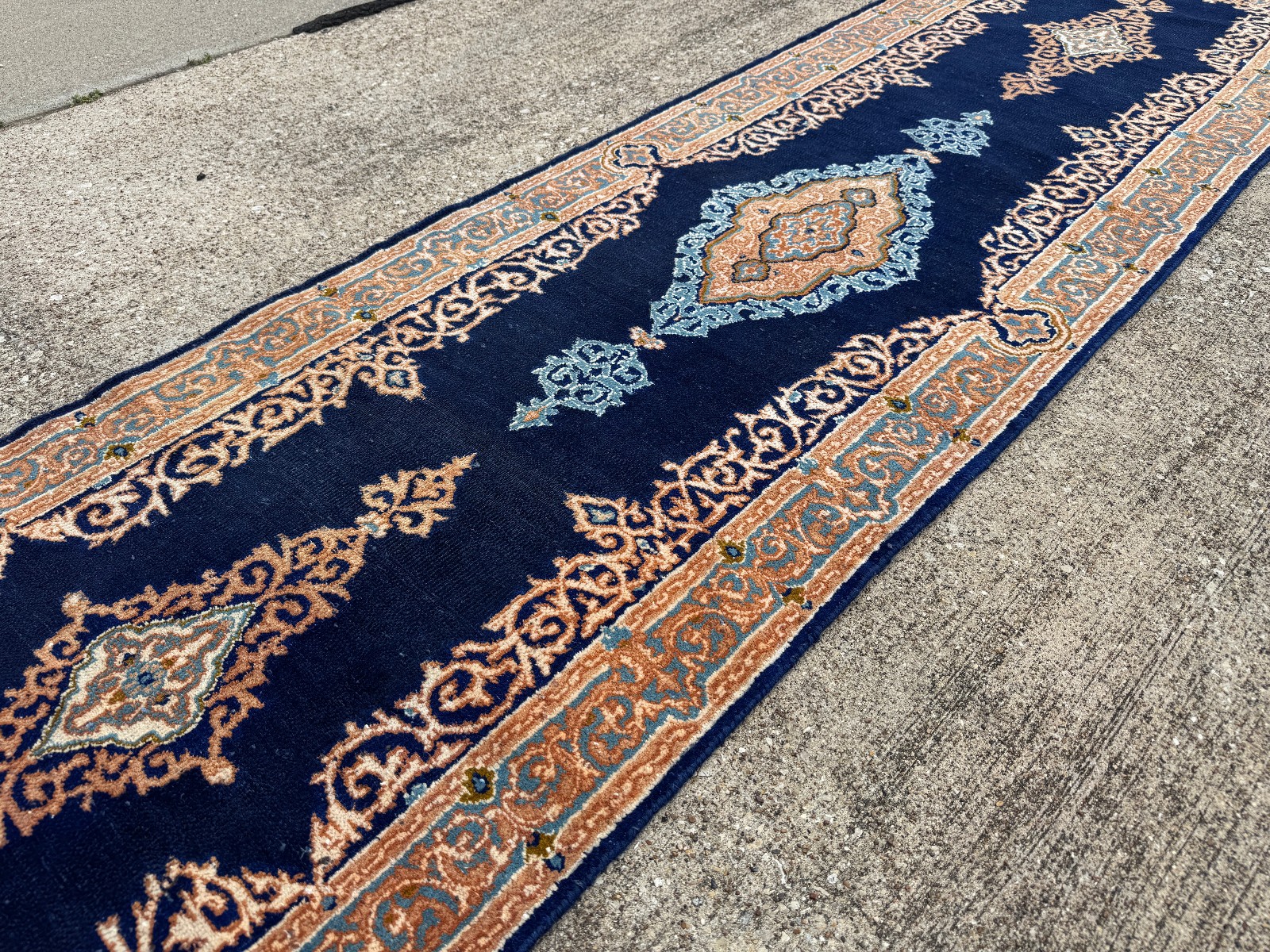 2×10 BLUE VINTAGE RUNNER RUG HAND-KNOTTED ANTIQUE ORIENTAL handmade old 3×10 ft