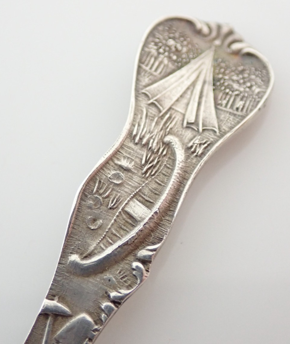 Antique Native American Indian Chief Buffalo Sterling Silver Spoon