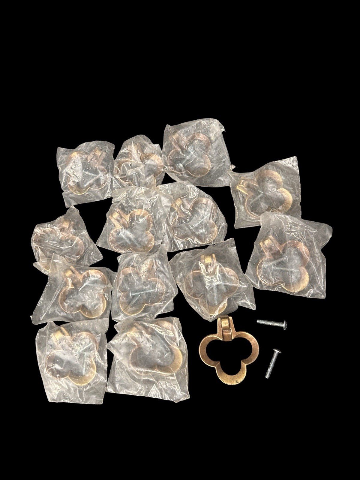 14 Vtg KBC Clover Brass Drawer Pulls 2” Copper Toned Mid-century Modern MCM