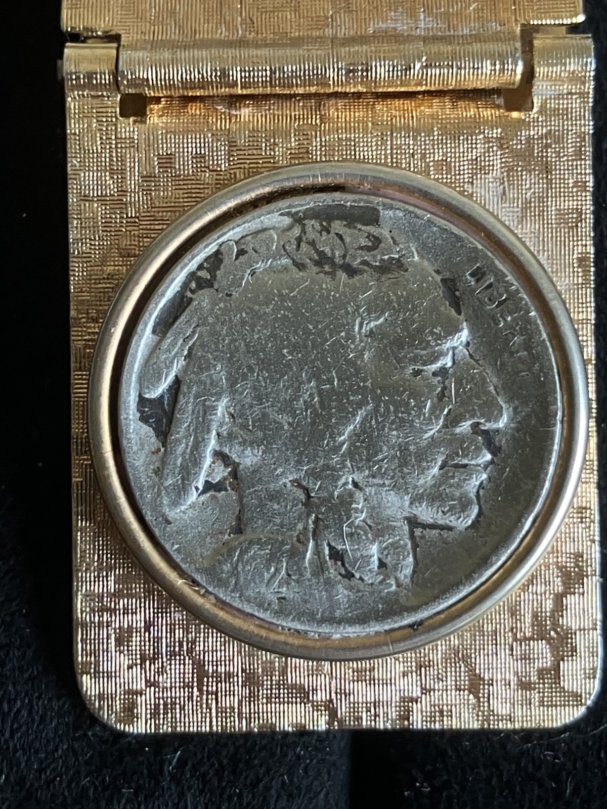 VINTAGE BUFFALO NICKEL MONEY CLIP INDIAN HEAD COIN BRASS TEXTURED CLIP