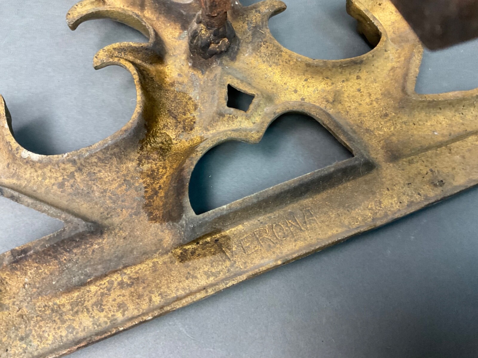 Antique Solid Brass Griffin Lion Top Coat Of Arms Shield Andirons ” Verona” Vtg
